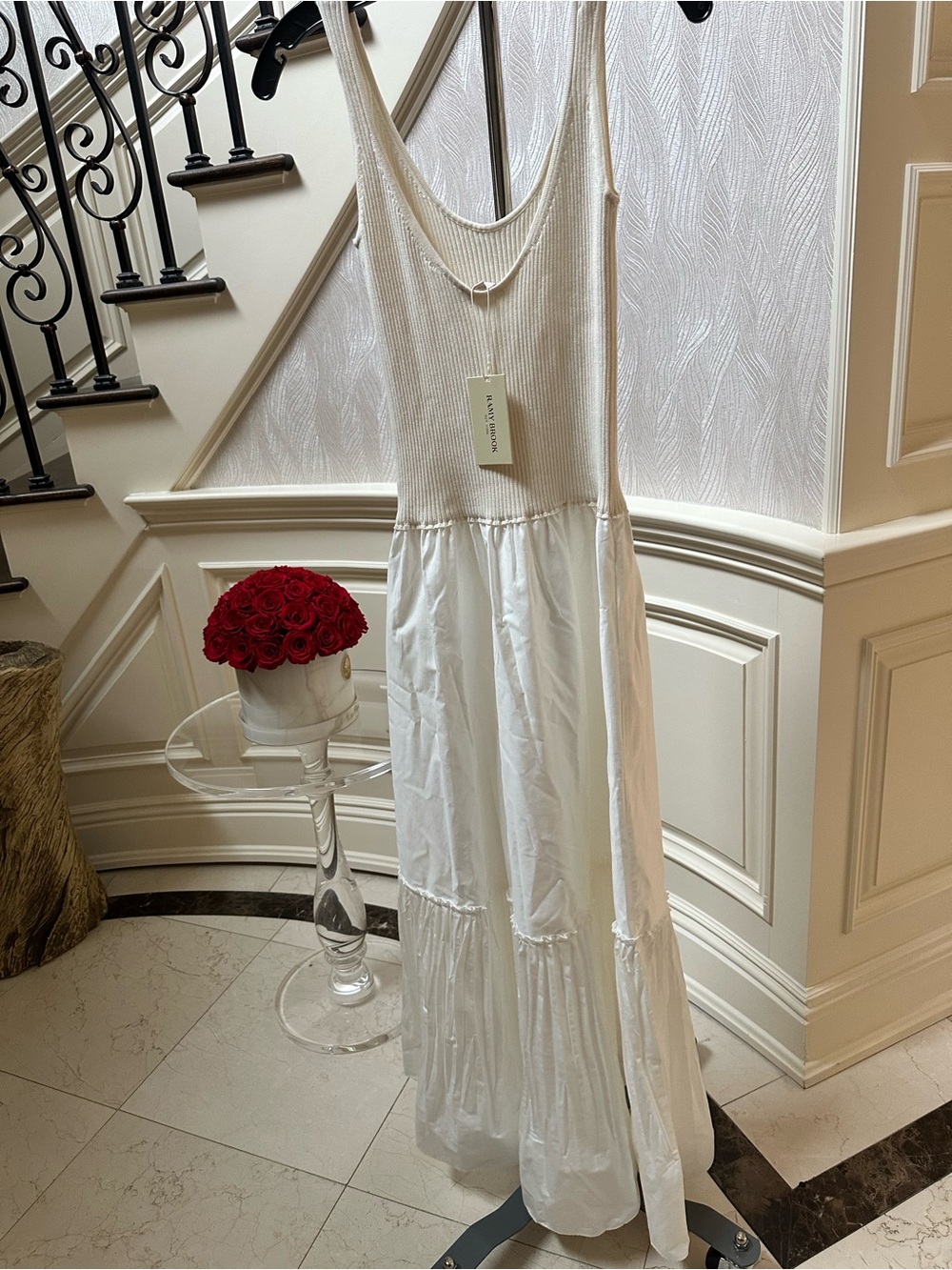 Ramy Brook Cream Ribbed Bodice Maxi Dress with Tiered Skirt - Picture 7 of 7